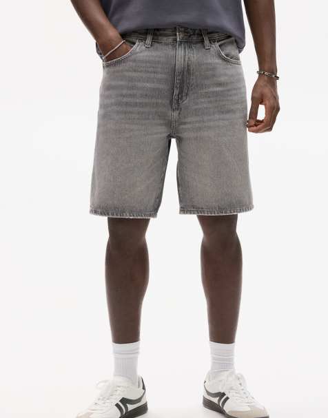 Pull&Bear standard denim bermuda shorts in dark grey - view 1