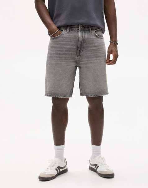 Pull&Bear Standard denim bermuda shorts in dark grey - view 1