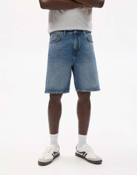 Pull&Bear Standard denim bermuda shorts in medium blue - view 1