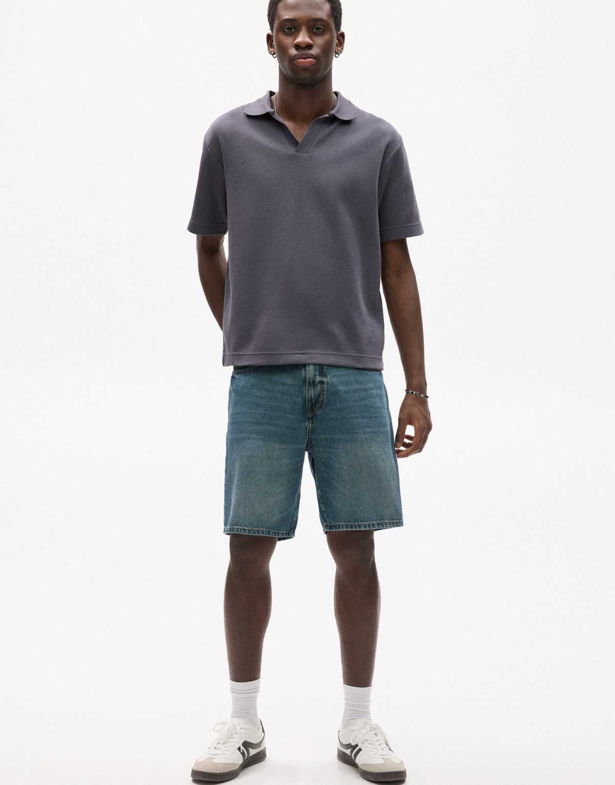 Pull&Bear standard denim bermuda shorts in neon blue