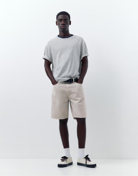 Pull&Bear Standard denim bermuda shorts in pale grey - view 1