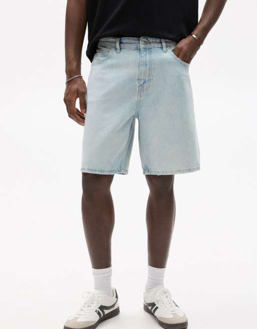 Pull&Bear standard denim bermuda shorts in pale indigo