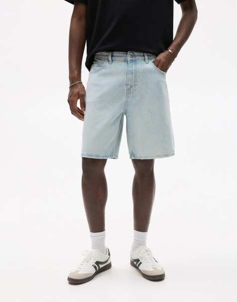 Pull&Bear Standard denim bermuda shorts in pale indigo - view 1