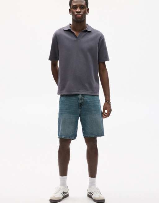 Pull&Bear standard fit denim shorts in blue