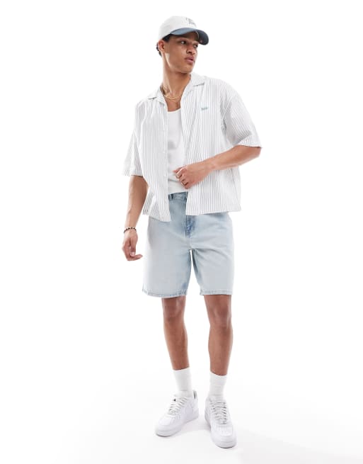 Pull&Bear standard fit denim shorts in light blue