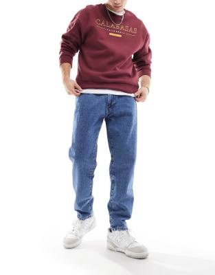 Pull&Bear standard fit jeans in mid blue - ASOS Price Checker