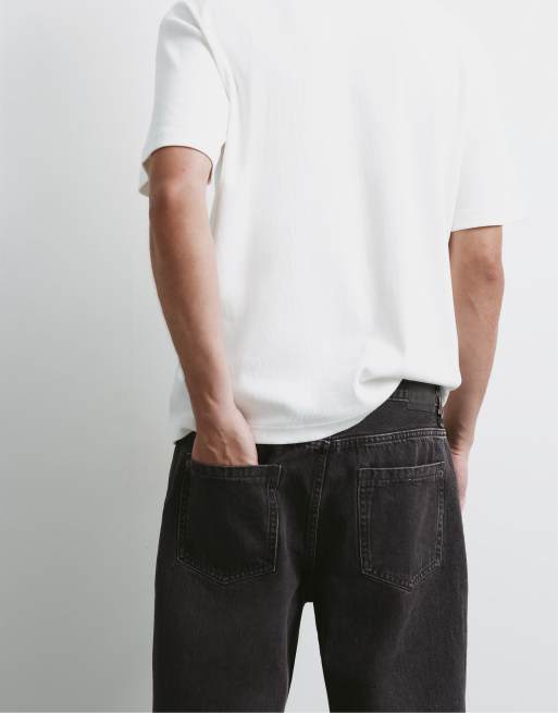Pull&Bear Standard jeans in faded black, 5 of 7