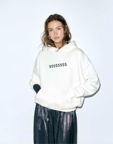 Pull&Bear Star hoodie in ice