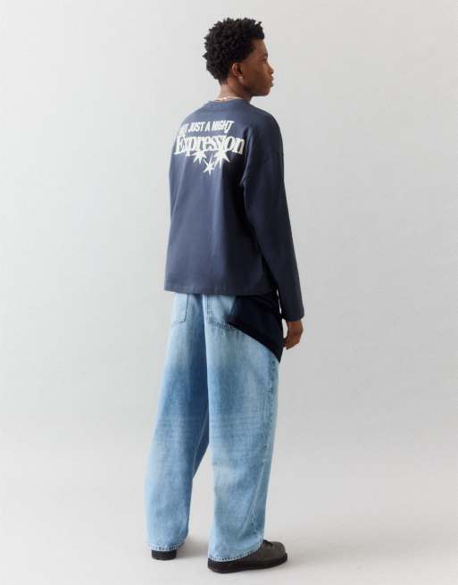 Pull&Bear Star slogan t-shirt in navy, 5 of 7