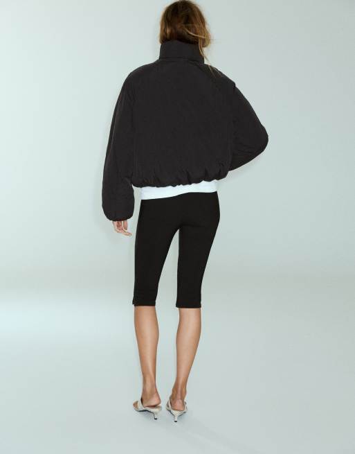 Pull&Bear Steppjacke mit hohem Kragen in Schwarz, 3 von 7