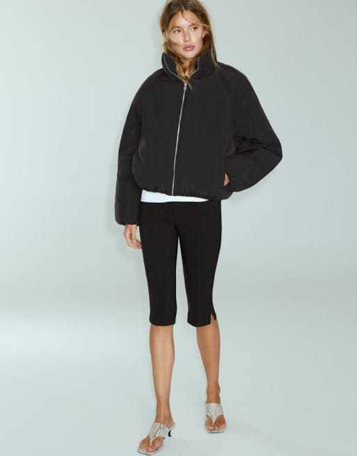 Pull&Bear Steppjacke mit hohem Kragen in Schwarz, 4 von 7