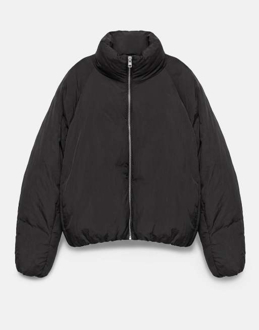 Pull&Bear Steppjacke mit hohem Kragen in Schwarz, 6 von 7