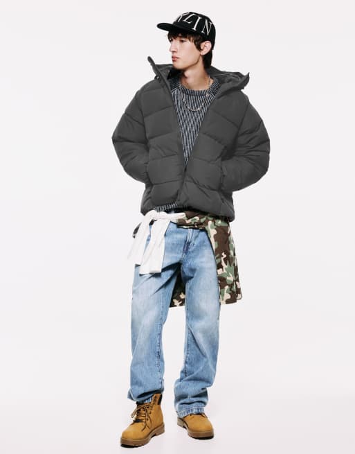Pull&Bear Steppjacke mit Kapuze in Grau, 4 von 7