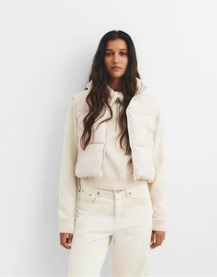 Pull & Bear - Steppweste in Beige-Neutral