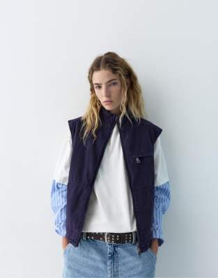 Pull & Bear - Steppweste in Marineblau