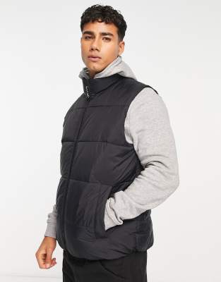 Pull&Bear – Steppweste in Schwarz 
