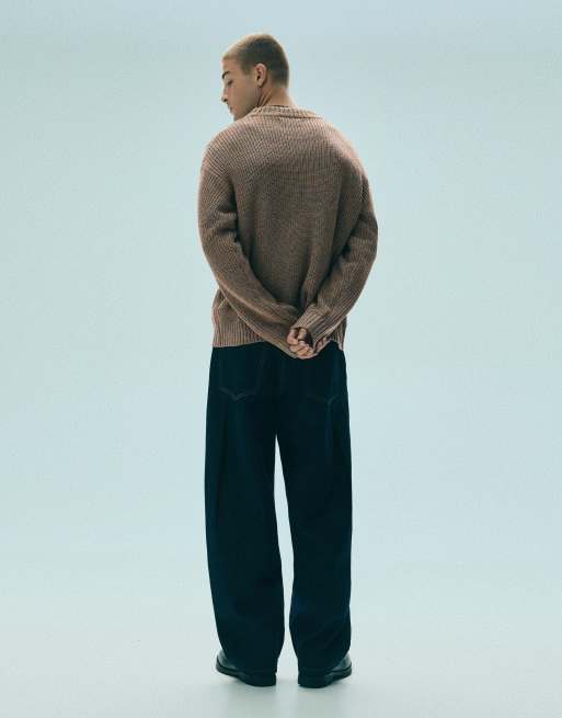 Pull&Bear stickad tröja i tvinnat garn i turkos, 2 av 7