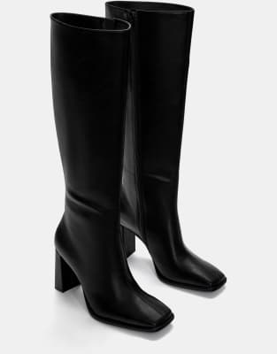 Pull & Bear - Stiefel in Schwarz mit hohem Absatz