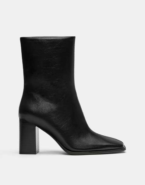 Pull&Bear – Stiefeletten in Schwarz mit hohem Absatz - view 1