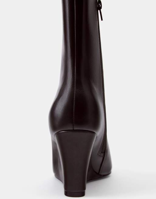 Pull&Bear Stiefeletten mit Keilabsatz in Braun, 3 von 4