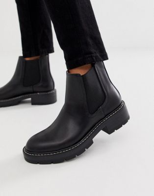 Pull&bear stitch rand boot in black | ASOS