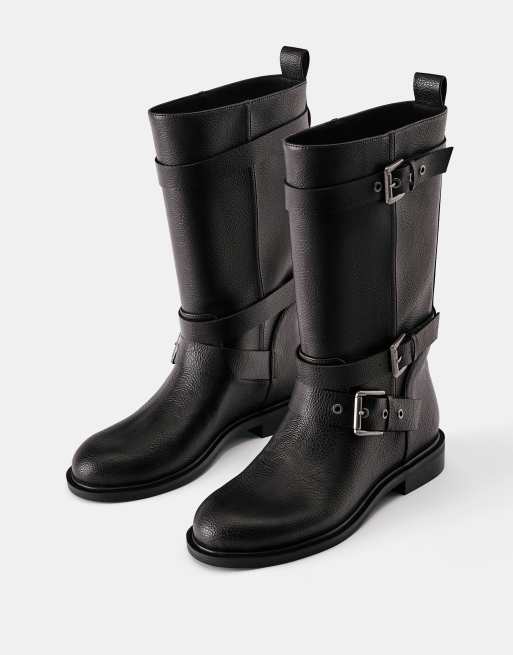 Pull&Bear stivaletti biker bassi marroni, 2 di 4