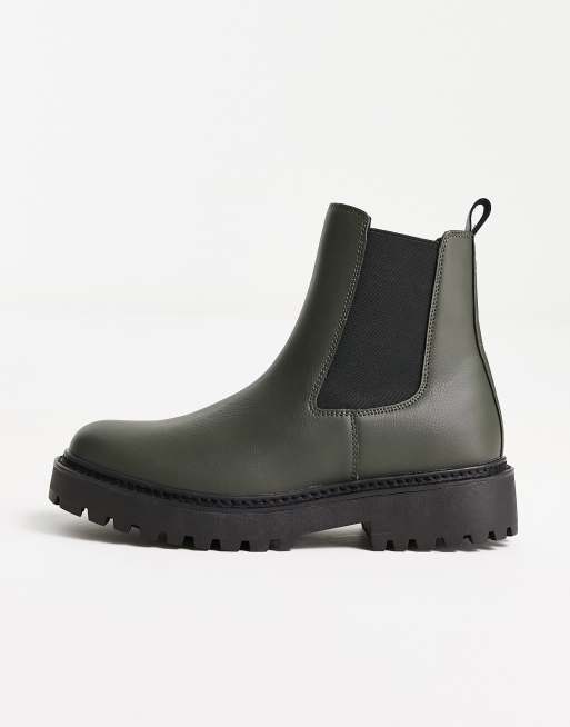 Pull&Bear - Stivaletti con suola spessa kaki, 4 di 4