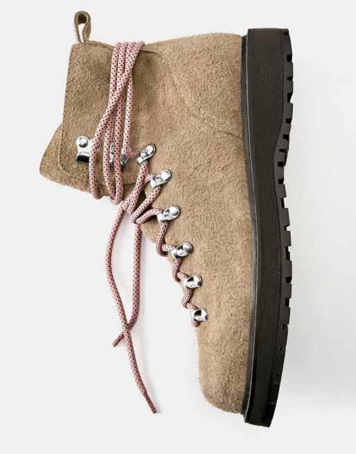 Pull&Bear stivaletti da trekking in pelle marroni, 4 di 4