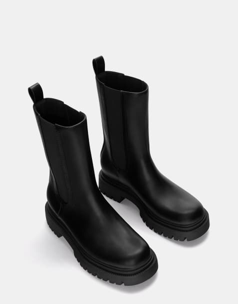 Pull&Bear - Stivaletti effetto invecchiato neri con suola spessa - view 1