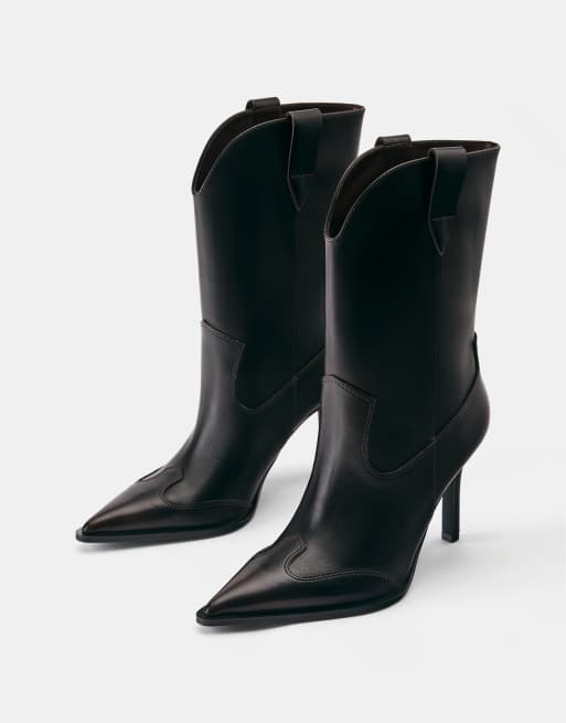 Pull&Bear stivaletti texani con tacco marroni, 2 di 4