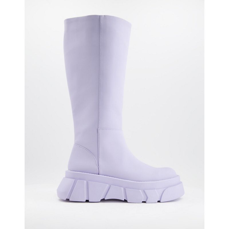 61zIp Stivali Pull&Bear - Stivali per la pioggia al ginocchio lilla con suola spessa