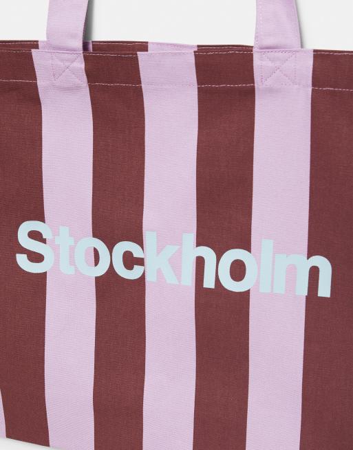 Pull&Bear - Stockholm - Maxi borsa rosa a righe, 2 di 3