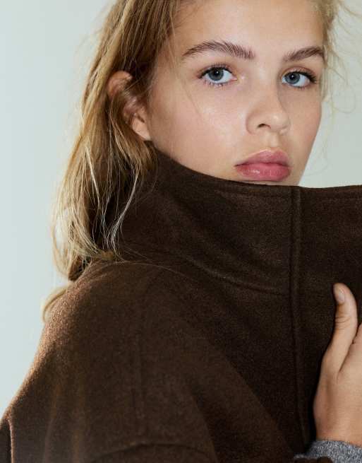 Pull&Bear Stoff-Bomberjacke mit Stehkragen in Braun, 3 von 7