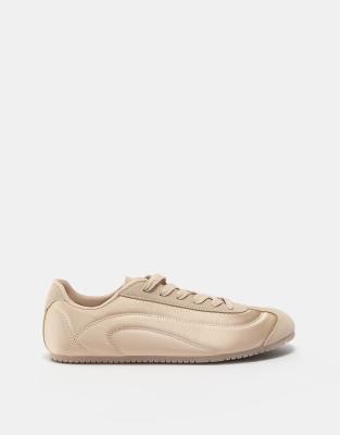 Pull & Bear - Stoff-Sneaker in Rosa-Neutral