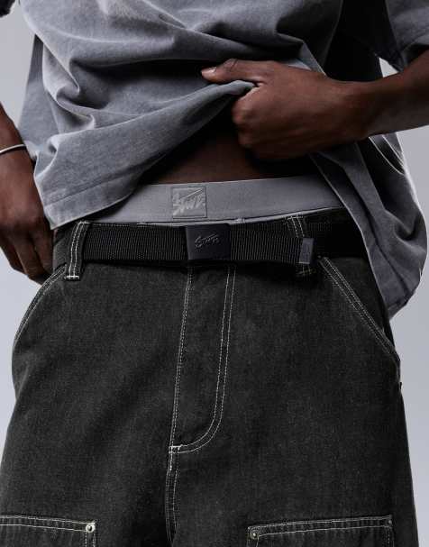 Pull&Bear - Stoffen riem met zwarte STWD-gesp in zwart - view 1