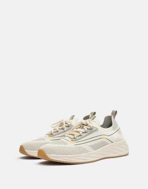 Pull&Bear - Stoffen sneakers in ecru, 2 van 4