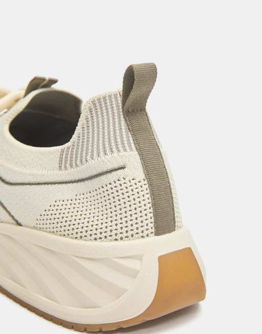 Pull&Bear - Stoffen sneakers in ecru, 3 van 4