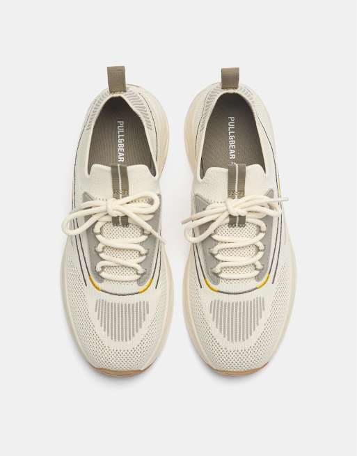 Pull&Bear - Stoffen sneakers in ecru, 4 van 4