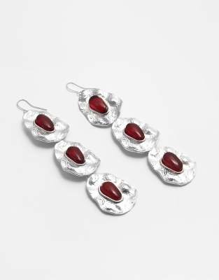 Pull&Bear stone dangle earrings in silver