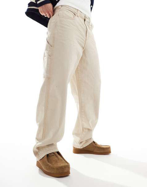 Pull&Bear straight fit carpenter jean in ecru - view 1