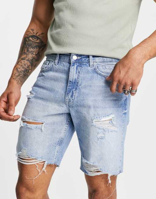 Ripped denim Bermuda shorts - PULL&BEAR