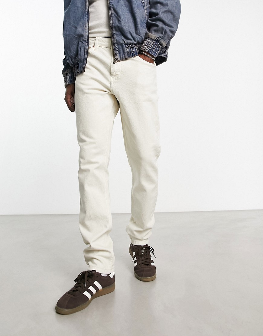 Pull & Bear straight fit jeans in ecru-Neutral
