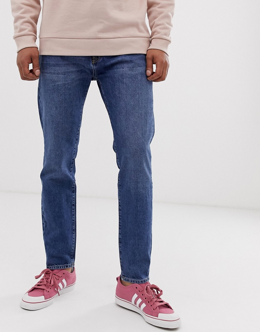 Pull & Bear straight fit jeans in mid blue