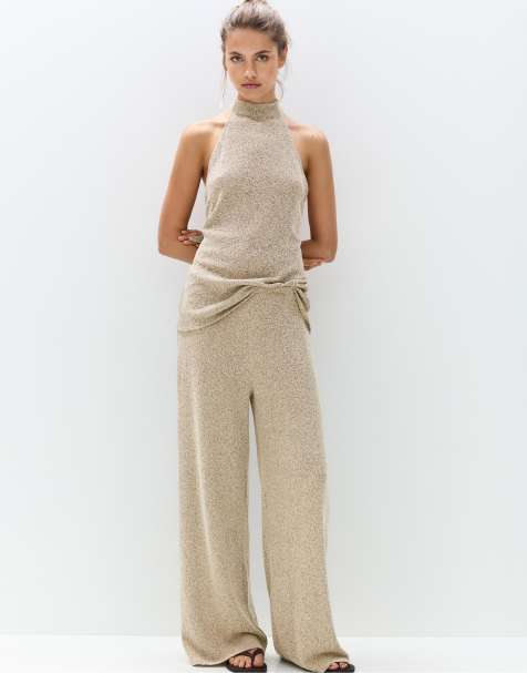 Pull&Bear Straight fit knit pants in camel - view 1