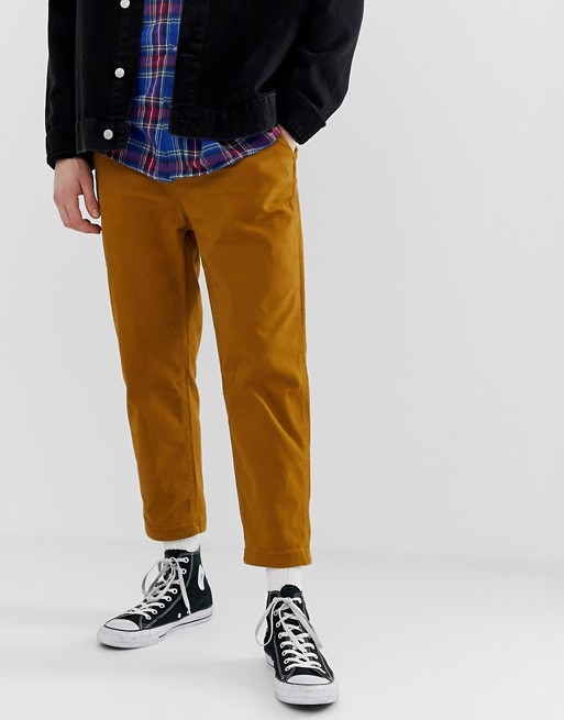 Pull&Bear straight fit trousers in burnt orange