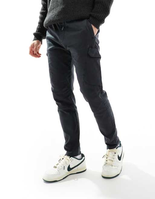 Pull&Bear straight leg cargo pants in gray