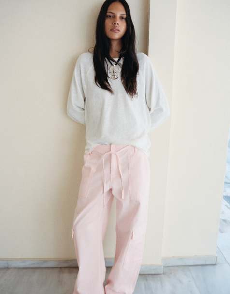 Pull&Bear Straight-leg cargo trousers in pink - view 1
