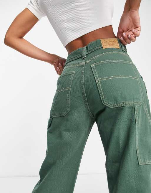 Pull Bear straight leg carpenter jeans in green