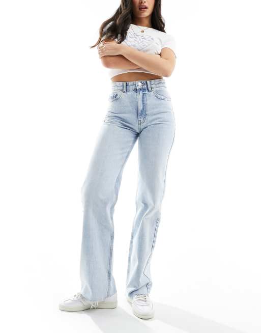 Mid-rise straight-leg jeans with front cut-out detail - PULL&BEAR