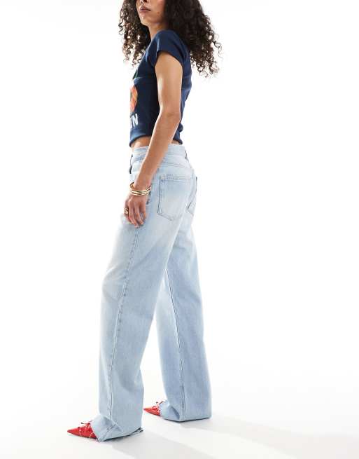 Pull&Bear straight leg high waist jeans in pale blue